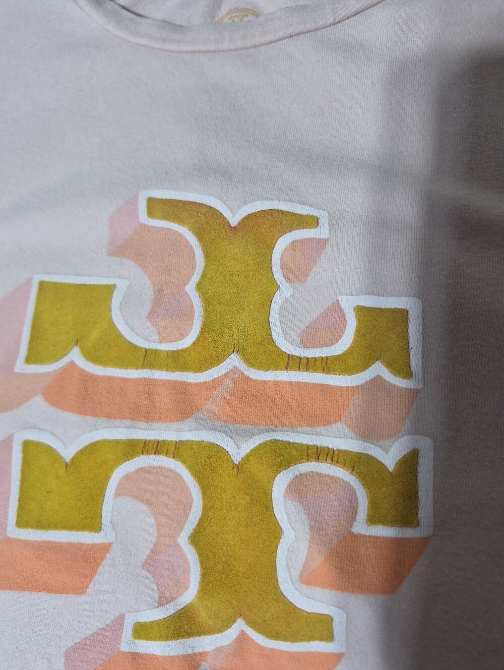 Tory Burch Logo Graphic T-Shirt XS Pink Retro Cotton Blend Tee - Picture 4 of 6